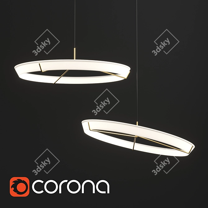 Elegant Circle Halo Chandelier 3D model image 1