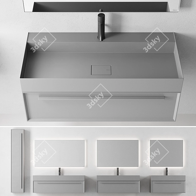 7.0 Set 2 | Wall-Mounted Drawers Vanity 3D model image 1