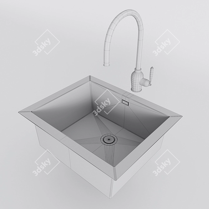 Stainless Steel Single Kitchen Sink 3D model image 2