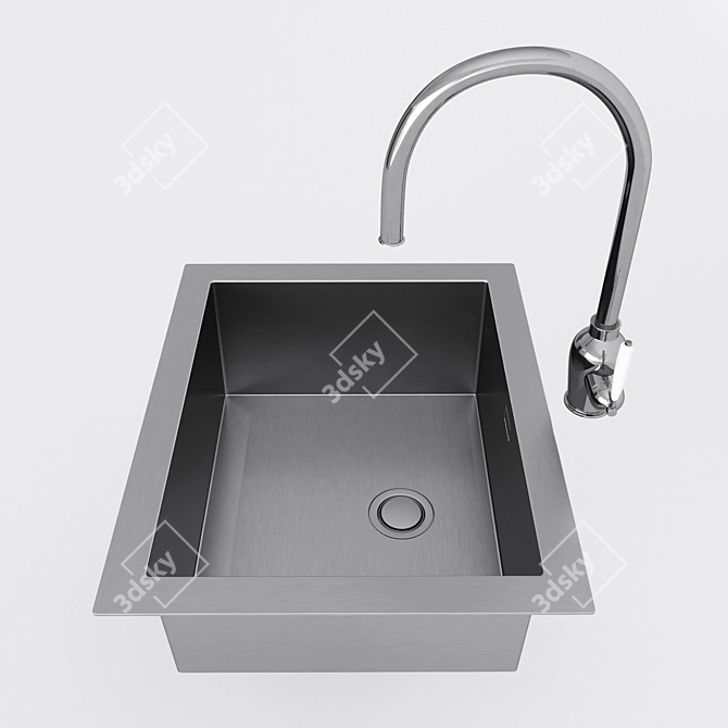 Stainless Steel Single Kitchen Sink 3D model image 3