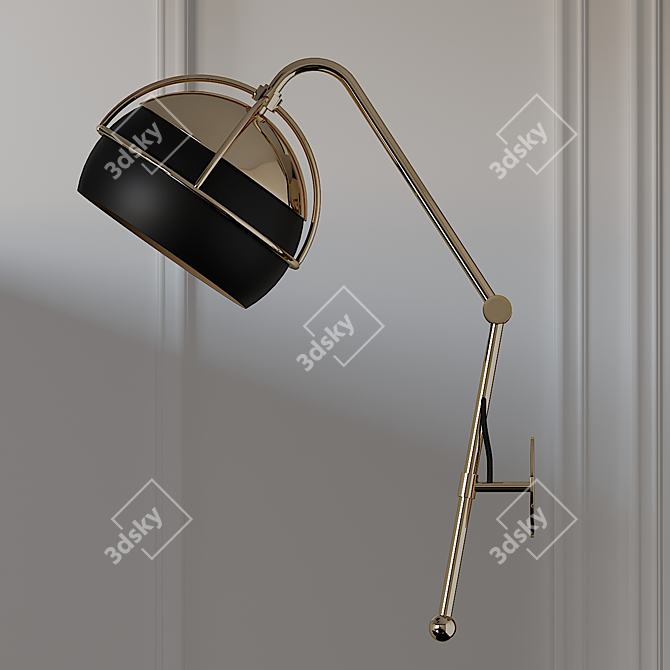 Title: Sleek Black Widow Wall Sconce 3D model image 2