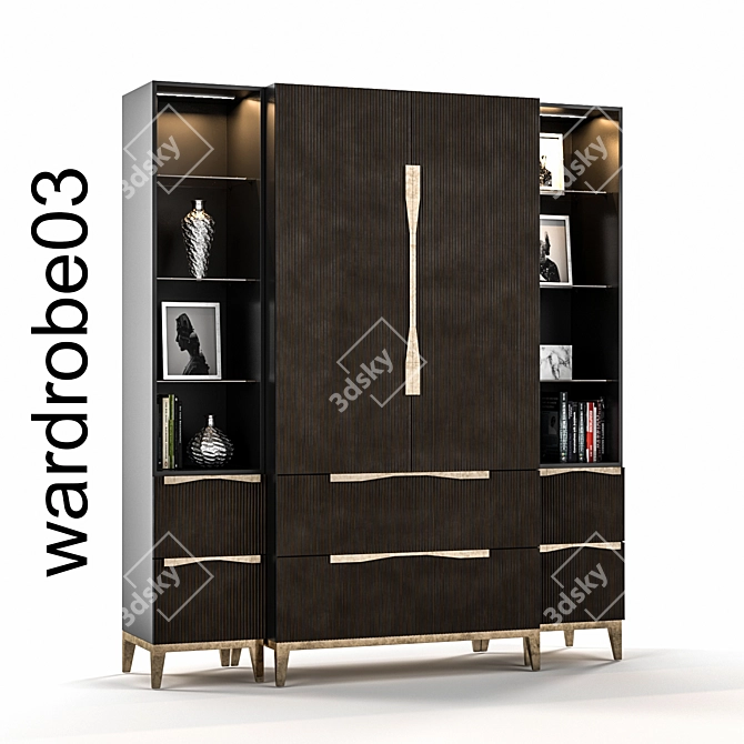 Modern 3D Wardrobe, 180x200cm 3D model image 1