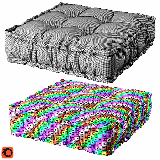 Contemporary Cotton Futon Pillow 3D model image 3
