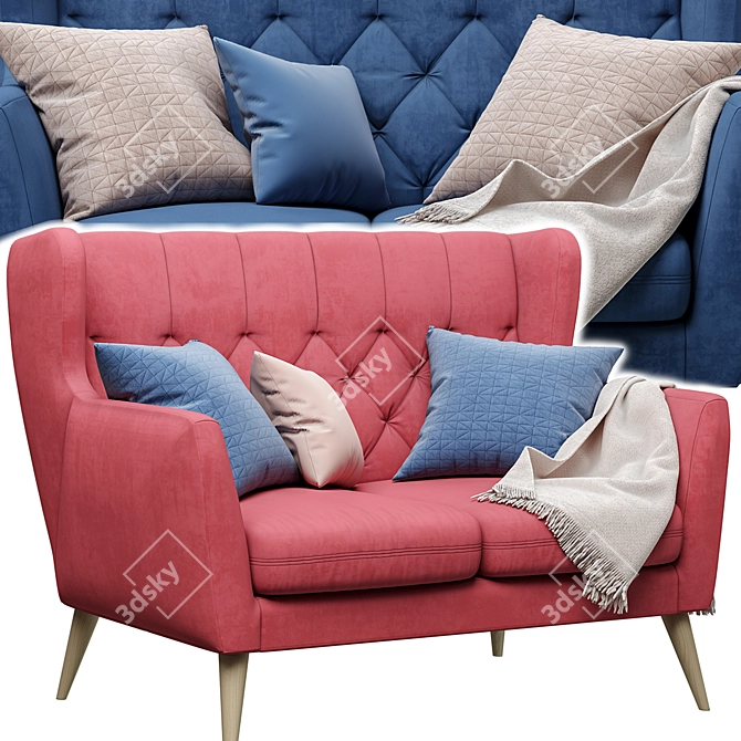 Elegant Aria 2-Seater Sofa 3D model image 2