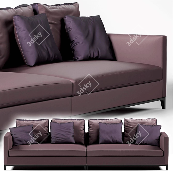 Modern Crescent Sofa: Stylish and Versatile 3D model image 1