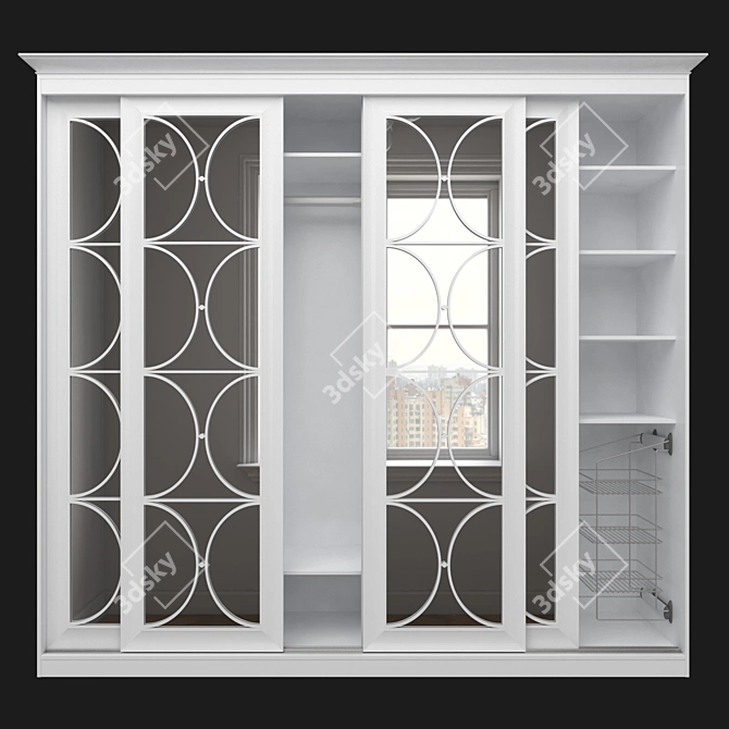 SKM-80 Sliding Wardrobe with Mirrored Panels 3D model image 1