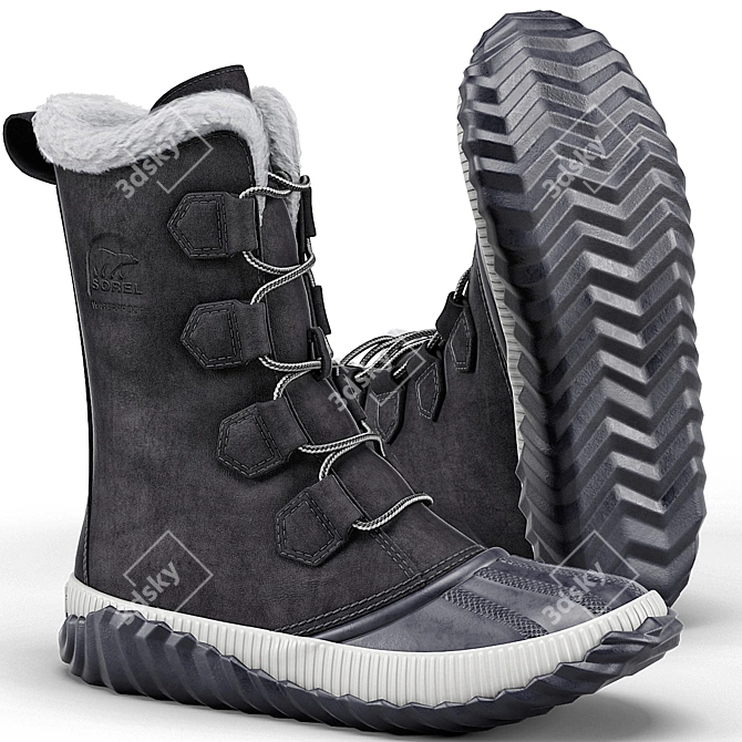 Sorel Leather Tall Boots: Stylish & Functional 3D model image 1