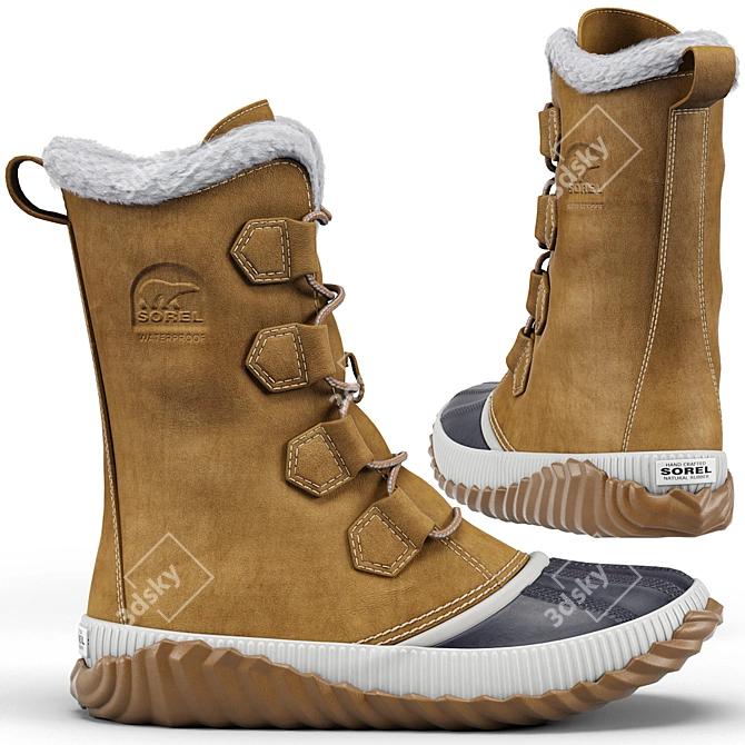 Sorel Leather Tall Boots: Stylish & Functional 3D model image 2