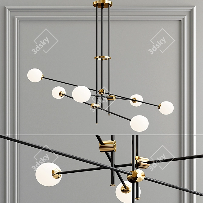 Modern Black and Brass Vector Pendant Chandelier 3D model image 1