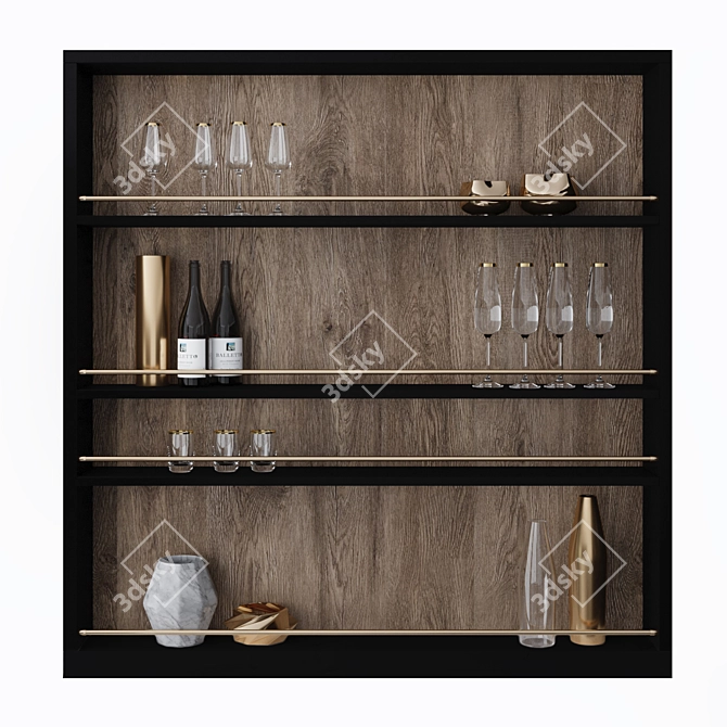 Glam Black Laminex Kitchen Filling 3D model image 1