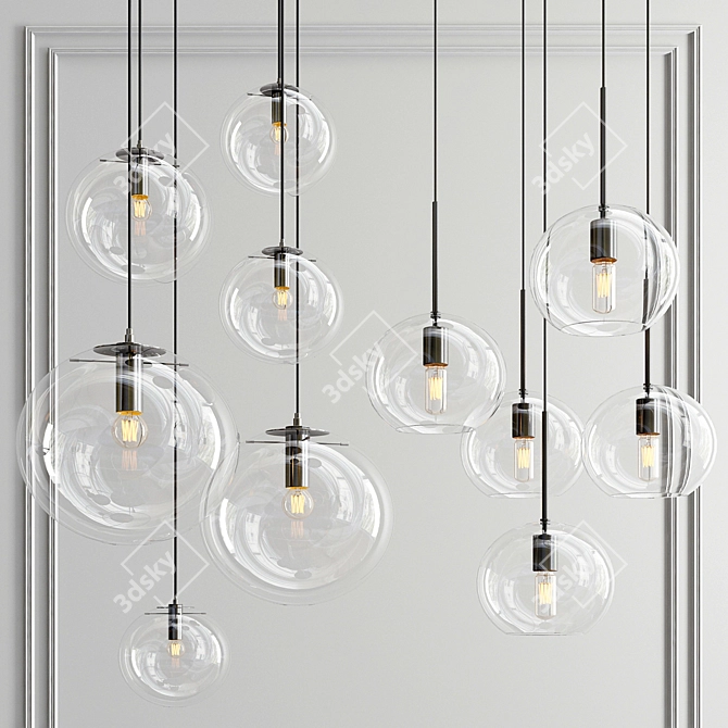 Elegant Cluster Pendant: Selene & Jamie 3D model image 1
