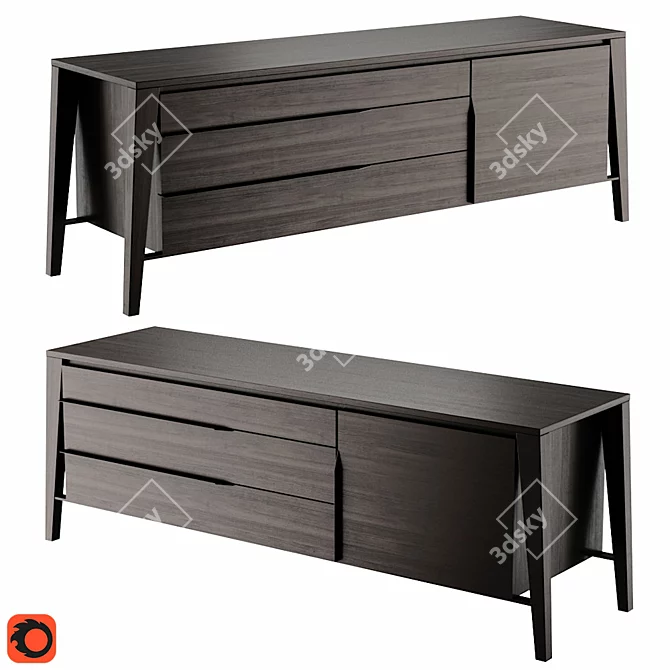 Natuzzi Euclide Sideboard: Sleek and Stylish Storage Solution 3D model image 1