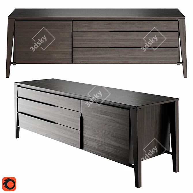 Natuzzi Euclide Sideboard: Sleek and Stylish Storage Solution 3D model image 2