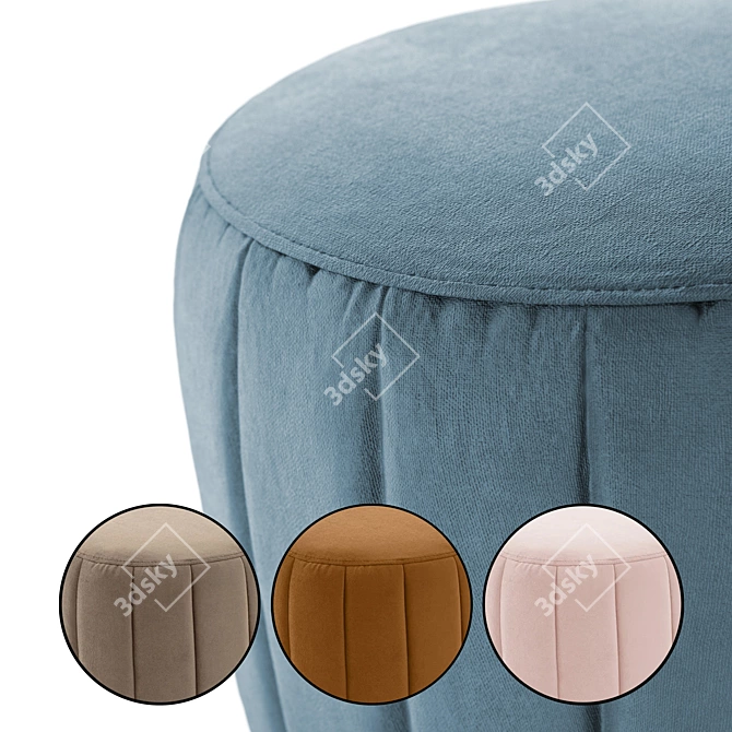 Vintage Velvet Pouf: Leone 3D model image 2