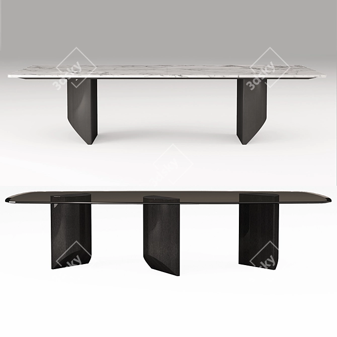 Elegant Wedge Dining Table 3D model image 1