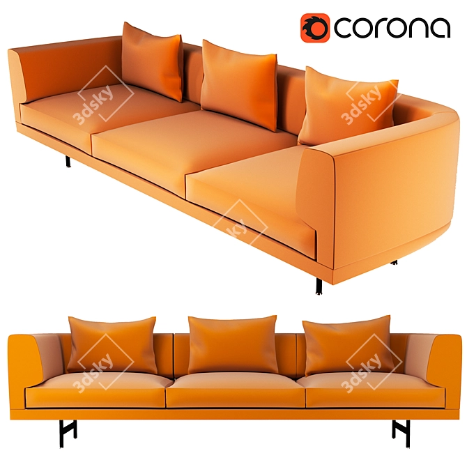 Chic Curved Chimney Sofa 3D model image 1