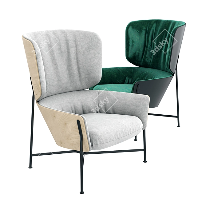 Caristo High Back Armchair 3D model image 1