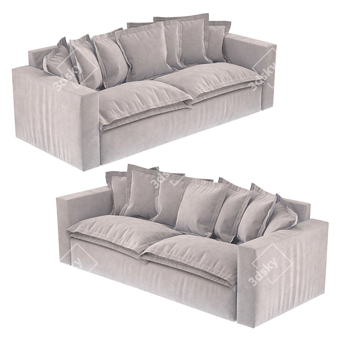 Loft Design Sofa with Pillows 3D model image 1