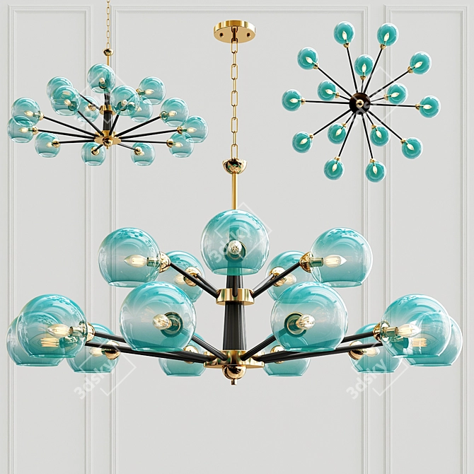 Thalia Blue Glass Chandelier - Stunning Modern Reproduction 3D model image 1