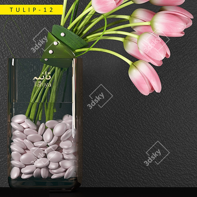 Blooming Beauties: 12 Tulips 3D model image 3