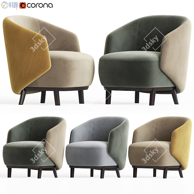 Elegant Concha Armchair: Experience Comfort and Style 3D model image 1