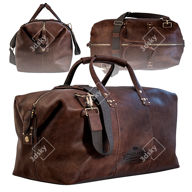 Vintage Leather Duffle: Classic Style 3D model image 1