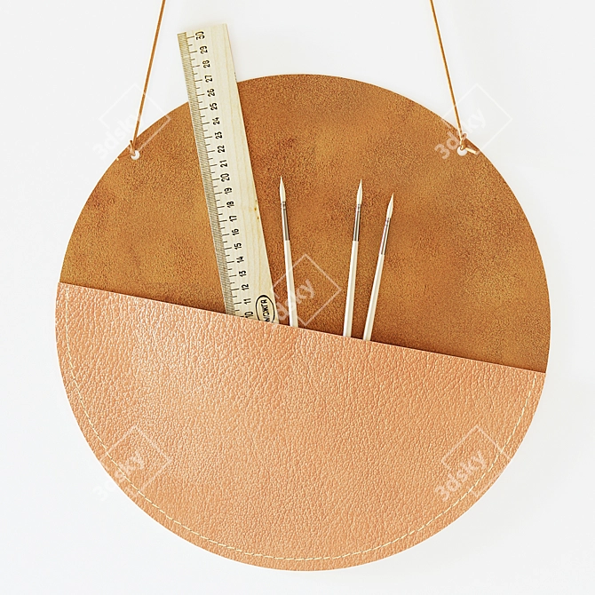 Leather Wall Pocket: Organize Your Space 3D model image 3