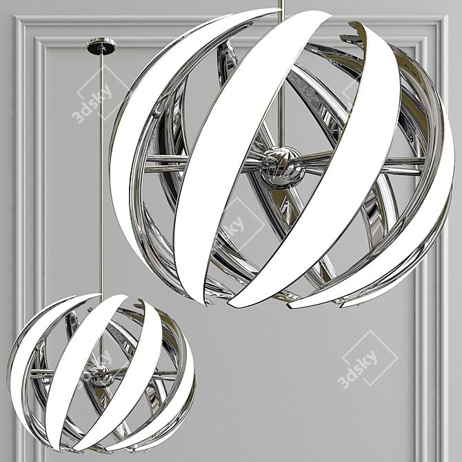 Swirling LED Pendant: Sleek Satin Nickel Finish 3D model image 1