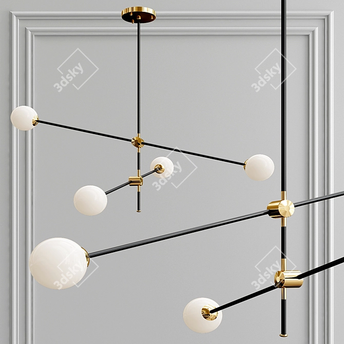 Sleek Metal and Brass Pendant Light 3D model image 1
