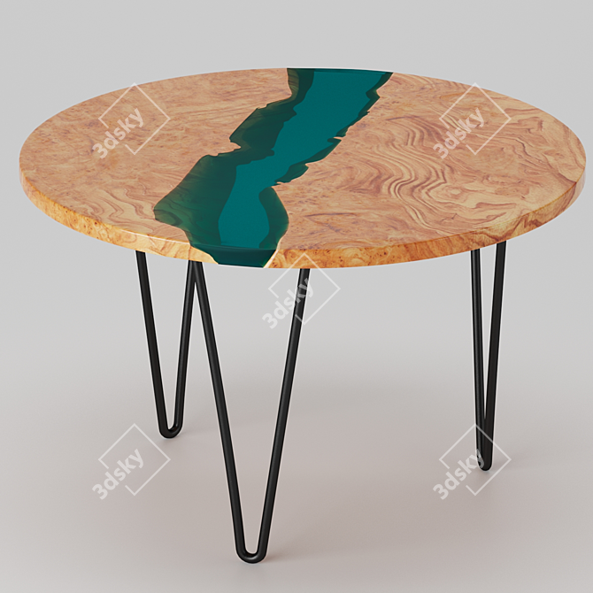 Rustic River Slab Table 3D model image 2