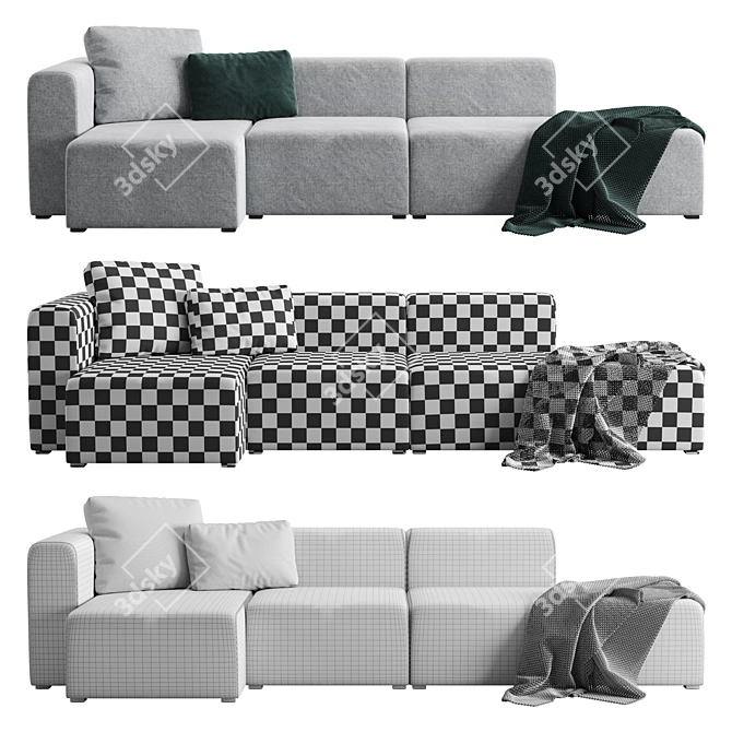 Modular Mags Sofa in Green & Grey 3D model image 3