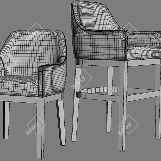 Elegant Morgan Leather Armchair 3D model image 2