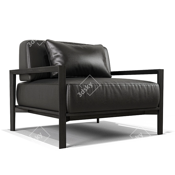 Luxury Leather Armchair with Armrests 3D model image 2