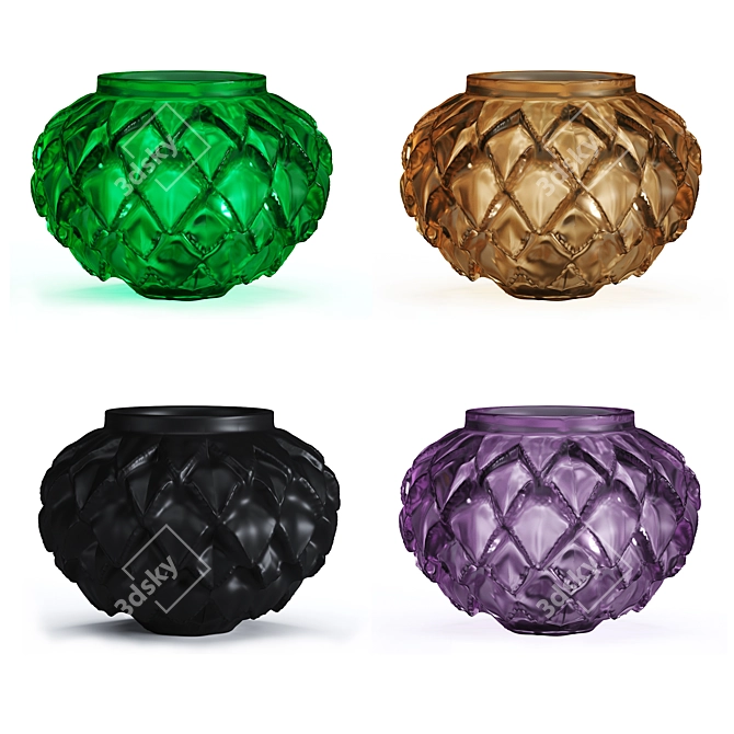 Elegant Lalique Languedoc Vases 3D model image 1