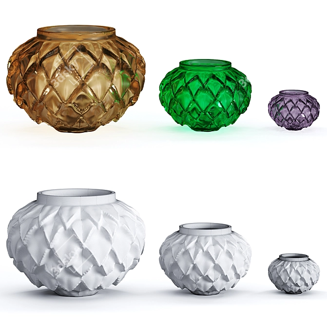 Elegant Lalique Languedoc Vases 3D model image 3