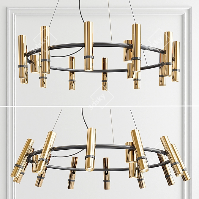 Modern React R Chandelier - Elegant Illumination 3D model image 1
