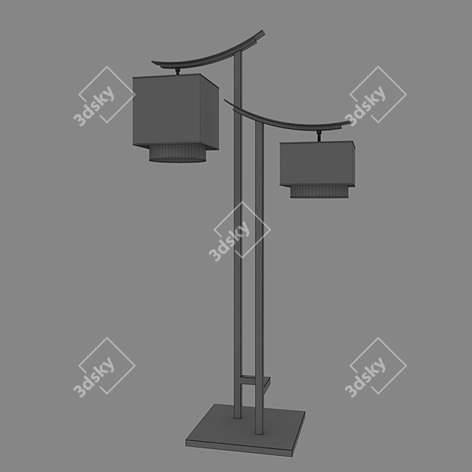 Elegant Chinese Floor Lamp: Model, UV Mapped, V-Ray Render - 3Ds Max 2016, OBJ Formats 3D model image 3