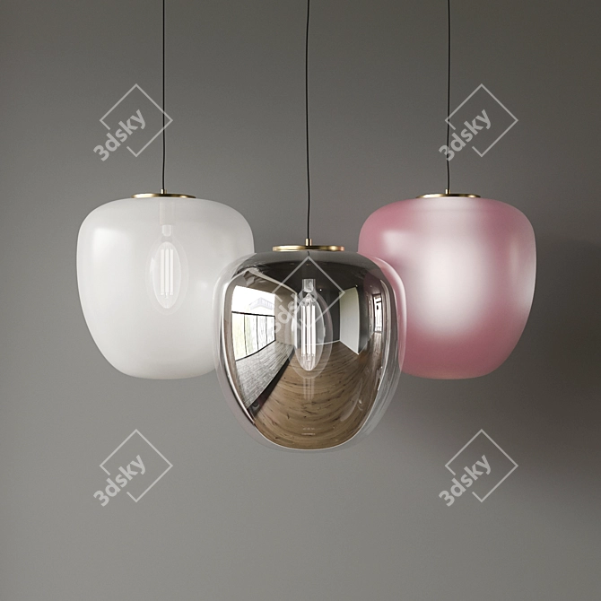 Elegant Glass Pendant Lamp in Rosebrass 3D model image 1