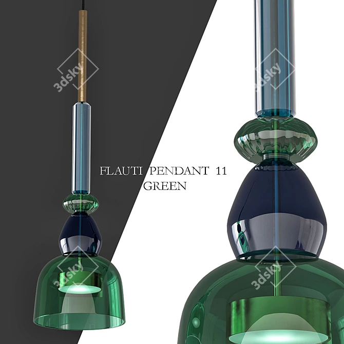 Elegant Green Pendant Necklace 3D model image 1