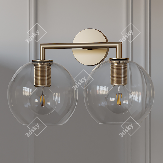 Elegant Double Sconce with Globe Shade 3D model image 1