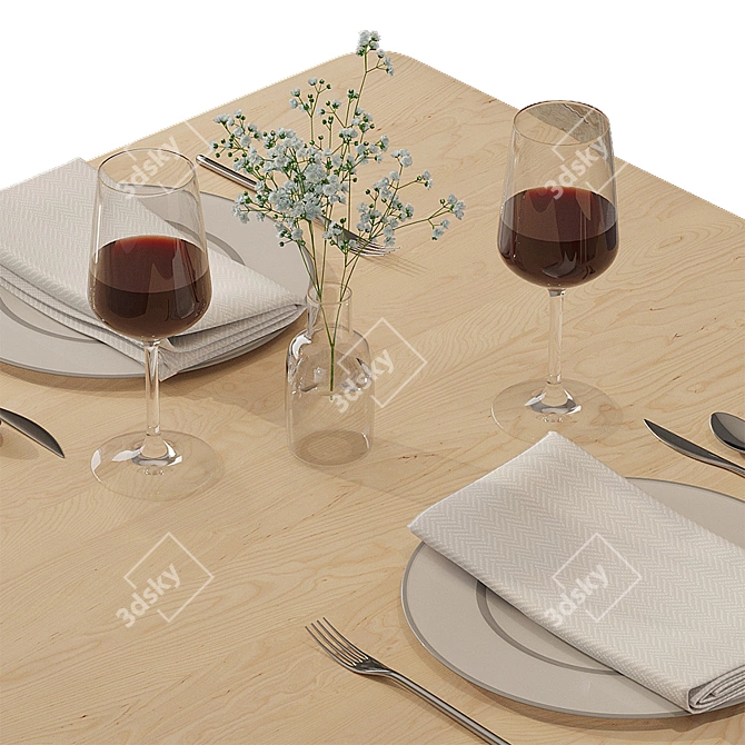 Elegant Tableware Set - Refined Design for Your Dining Experience 3D model image 3