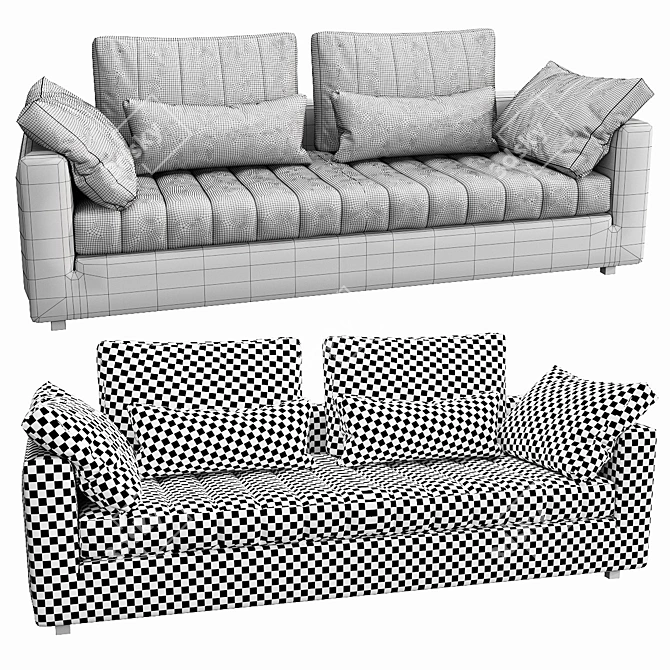 Stylish Linteloo Moreno 3-Seater 3D model image 3