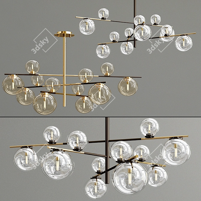 Elegant Black and Gold Pendant 3D model image 1