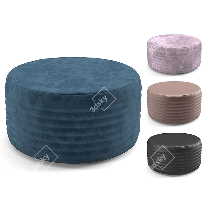 Luxury Leather Ottoman - Black, Brown, Blue, Pink | 32" Diameter, 15" Height 3D model image 1