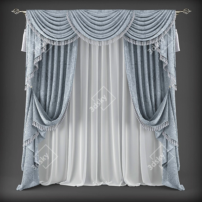 Elegant Sheer Window Curtains 3D model image 1