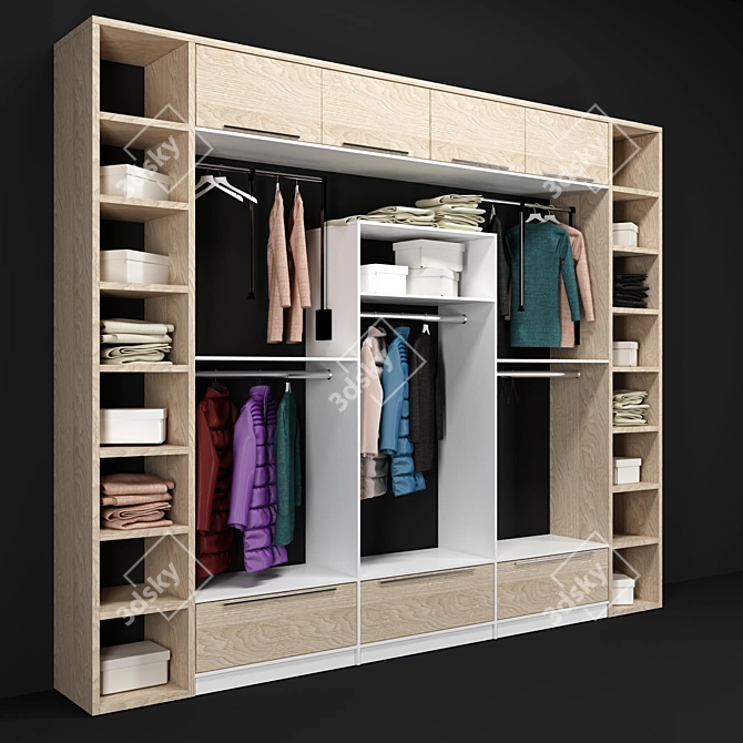 Spacious and Stylish Wardrobe 3D model image 2