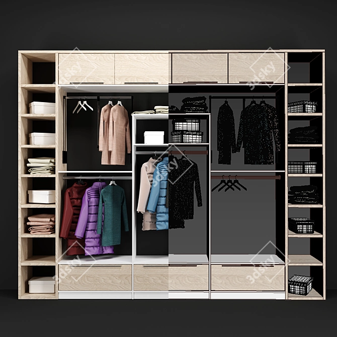 Spacious and Stylish Wardrobe 3D model image 3