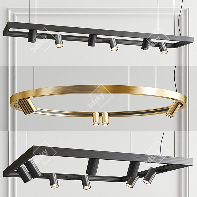 Sleek Spy Delta Chandelier- 3 Designs 3D model image 1