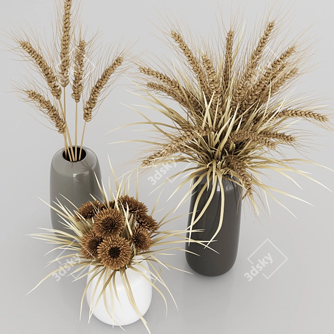 Elegant Dry Plant Bouquets 3D model image 2