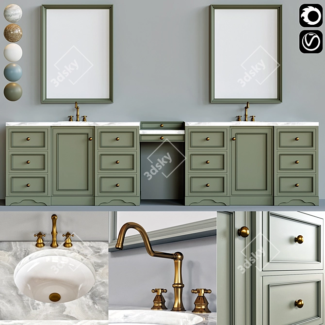 Elegant Bathroom Vanity Set 3D model image 1